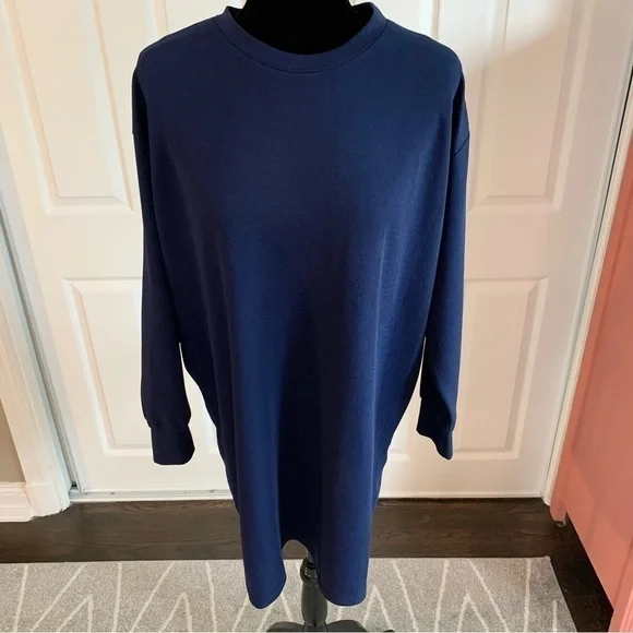 SHEIN Navy Blue Oversized Long Sleeve Tunic Dress - Picture 2 of 8